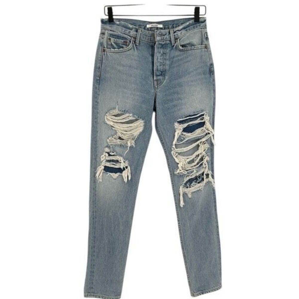 GRLFRND Blue Karolina High Rise Distressed Denim Skinny Jeans Size 27 - Picture 2 of 10